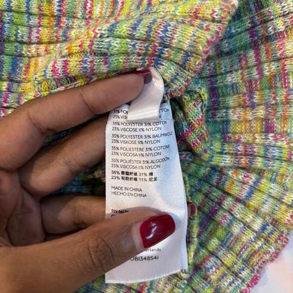 Anthropologie Green Rainbow Multicolor Knit High Neck Tank Top - Picture 9 of 10